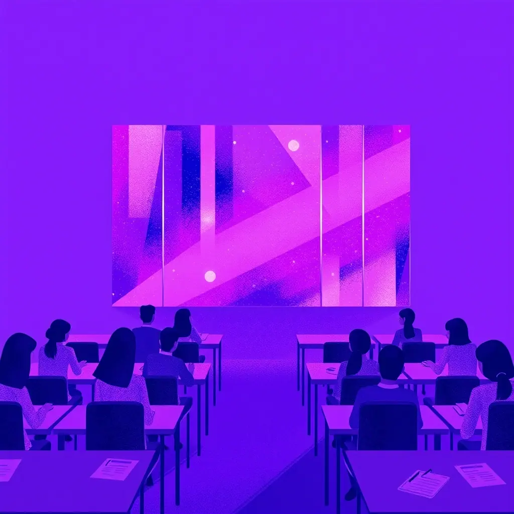 Abstract illustration for this article: Breaking the Glass Ceiling in EdTech: AI's New Role in Leadership